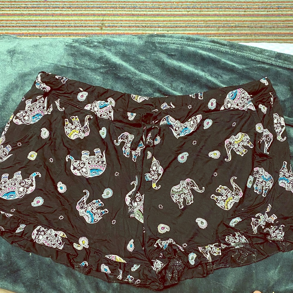 Elephant Print Ruffle Shorts